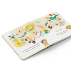 Links: "Du stellst viele Fragen...". Rechts: "Du bist schlau!". Buntes Kinderbuch mit Illustrationen von Tieren und Objekten.