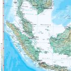 "Indonesien, Malaysia" oben. Eine detaillierte Landkarte von Südostasien mit Ländern, Städten, Flüssen und Meeren.