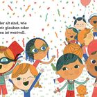 Der Text "Wertvoll: Egal, ob wir jung oder alt sind... jedes Leben ist wertvoll." zeigt feiernde, fröhliche Figuren.