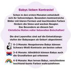 "Babys lieben Kontraste!" In drei Entwicklungsstufen lernen Babys Kontraste und Farben zu erkennen. Christliche Motive.
