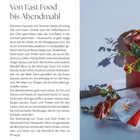 "Von Fast Food bis Abendmahl" ist die Überschrift. Daneben eine verwelkte rote Rose und ein rotes Quadrat auf weißem Hintergrund.