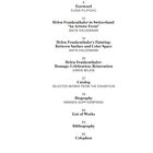 6 Foreword, 10 Helen Frankenthaler in Switzerland: “An Artistic Event”, 16 Painting: Between Surface and Color Space.