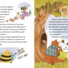 Texts are from a children's book about Biene Agatha, dealing with a bear and asking for help. Illustrations show Agatha and the bear.