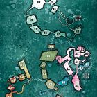 „System der Höhlen, Keller und Verliese“. Karte mit Bereichen: E1-E8, A1-A7, B1-B3, C1-C6, D1-D5. Waffenturm, Hexenturm, Schinderturm, Pulverturm.