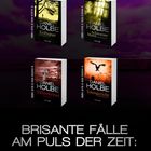 Vier Bücher von Daniel Holbe. Titel: Giftspur, Schwarzer Mann, Sühnekreuz, Totengericht. Krimi-Reihe um Sabine Kaufmann.
