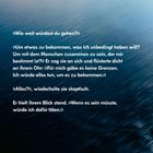 Text: »Wie weit würdest du gehen?« ... »Wenn es sein müsste, würde ich dafür töten.« Hintergrund: Blaues Wasser.