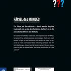 „Die drei ???“ Logo, Titel: „RÄTSEL des MONDES“. Text über die Suche der Detektive nach einem kosmischen Rätsel.