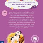 Text: "Komm mit in Lauras und Sternenschweifs Welt und entdecke die Freude am Reiten. Ab 7 Jahren." Illustration: Ein Pony.