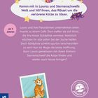 "Komm mit in Lauras und Sternenschweifs Welt..." Illustration einer Katze in einem Polaroidrahmen.