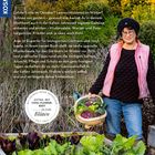Titel: "Hochbeet im Winter - Mehr als Kohl!" Eine Frau mit Mütze hält einen Korb mit Gemüse, umgeben von Pflanzen.