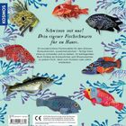 "Schwimm mit uns! Dein eigener Fischschwarm für zu Hause." Bunte Papierfische hängen vor korallenähnlichem Hintergrund.