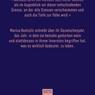 Zitat über Selbsterkenntnis vor entscheidenden Grenzen. Marica Bodrožić über ihr lebensveränderndes Jahr. Logo von Hanser Berlin.