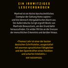 "EIN IRRWITZIGES LESEVERGNÜGEN" steht oben in gelber Schrift. Darunter eine Buchbeschreibung von "Manfred". Bewertungen folgen.