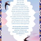 Text in heller Form: Geschichten über Freundschaft, Liebe und Abenteuer zwischen Orient und Okzident. Drei Vögel fliegen am Himmel.