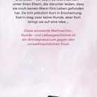 Max will vor Weihnachten flüchten; Kurt, ein Hund, bringt Ideen. Unten ein schwarzer Hut auf weißem Hintergrund.