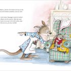 „Koooonrad!“, sagt Mama. Ein Känguru fordert ein kleineres Tier auf, vom karierten Sessel aufzustehen.