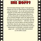 Oben steht: „WER BRACHTE DEN EX INS HOPP?“ Darunter ein Text über Sophias Erlebnisse auf Gut Immenhof. Filmstreifen am Rand.