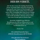 Text: "Er fordert Treue. Wehe dem, der ihn verrät." Grüner Hintergrund mit abstraktem Muster.