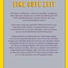 Gelber Hintergrund, violetter Text: "DAS GLÜCK IST EINE GUTE ZEIT". Text erklärt die Bedeutung von Zeit für Glück.