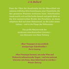 Zitat von J.G. Ballard über Kurt Vonnegut. Text über die Handlung eines Buches mit einem Chemikaliensuchenden Autor. Grüner Hintergrund.