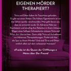 Ein violetter Hintergrund mit Text über ein verschwundenes Hausbesitzerpaar und mysteriöse Therapiesitzungen.