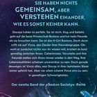Texte beschreiben eine spannende Geschichte von Stacey und Vince. Blau-violetter Hintergrund mit glitzernen Mustern.