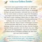 Titel: "Faszinierende Prophezeiungen und praktischer Rat: Der spirituelle Begleiter für den Aufbruch in das neue Goldene Zeitalter." 

Im Hintergrund sind farbige, lichteffektreiche Muster mit einem Kolibri und einem Schmetterling.