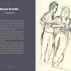 "ROLLER SKATERS" steht oben. Daneben eine Bleistiftzeichnung: ein Paar umarmt sich. Links ein erzählender Text.