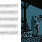 Text beschreibt eine karge Landschaft in Spanien. Rechts eine Illustration: Ein Mann mit Schwert hält einen Helm.