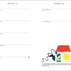 Januar, KW 2, 11.–17. Montag bis Sonntag. Illustration: Person mit langem Hut klettert aus einem kleinen Haus.