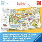 Extradickes Bilderbuch ab 3 J. Große Themenvielfalt, über 1000 Wörter. Illustration einer belebten Stadt mit Fahrzeugen.