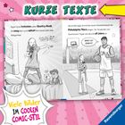 Texte: "Taylor hörte trotzdem weiter Country-Musik. Viele Bilder im coolen Comic-Stil." Kinder singen, Sporthalle.