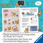 "So bleibt man positiv", "Physik anschaulich und witzig erklärt für Kinder ab 9 Jahren". Illustration mit Comic-Charakteren.