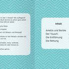 Links: Tipps für Erstklässler. Rechts: Inhalt mit Kapiteln "Amelia und Barbie", "Der Tausch", "Die Entführung", "Die Rettung".