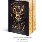 "Songs of the Void: Echo der Stille" von Anne Lück. Abbildung eines Buchsets mit schwarzem Cover und leuchtendem Wolfsgesicht.