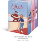 "Offside: Rules of the Game" von Avery Keelan. Gesamtansicht aller Bände. Illustration mit Figuren in Sporttrikots.