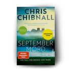 „September Mord“ von Chris Chibnall, „Vorläufiges Cover“, Landschaft mit Schloss im Nebel, „Spiegel Bestseller-Autor“.