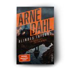 „ARNE DAHL Blindes Inferno. Ein neuer Fall für Eva Nyman. SPIEGEL Bestseller-Autor.“ Silhouette in düsterer Landschaft.