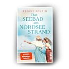 „Das Seebad am Nordseestrand“ von Regine Kölpin. Zwei Frauen am Strand, eine hält einen Sonnenschirm.