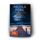 "NICOLA FÖRG Verdammte Weiber Ein Irmi-Mangold-Krimi. Hintergrund: Gewitterwolken über einem Steg am Wasser."