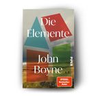 "Die Elemente" von John Boyne, PIPER. SPIEGEL Bestseller-Autor. Landschaft mit bunten geometrischen Formen.