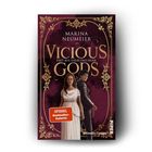 "MARINA NEUMEIER VICIOUS GODS PAKT AUS STAUB UND FEUER" auf dekorativem Buchcover mit zwei stilisierten Figuren.