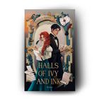 Text "HALLS OF IVY AND INK", "Emily J. Taylor", "Roman", "PIPER". Illustration: Eine Frau mit Feder und Papier, ein Mann im Anzug.