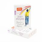 "Zwischen Ende und Anfang" von Jojo Moyes; Person malt bunten Regenbogen; SP: Bestseller, jetzt TB; Illustration.