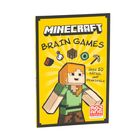 "Minecraft Brain Games: über 50 Rätsel und Denkspiele." Klötzchenfigur auf gelbem Hintergrund, Mojang-Logo.