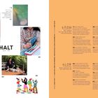 Links: "INHALT 98 – 2026", Bilder von einer Frau, Kunstpalette, Porträt, Garten. Rechts: Artikelüberschriften zu "GROW" und "GLOW".