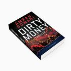 Amran Gowani, Dirty Money, Thriller, Suhrkamp. 
Buchcover mit rotem Stadtpanorama und Finanzkurven.