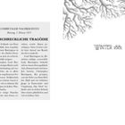 Links ein Zeitungsartikel mit dem Titel: "EINE SCHRECKLICHE TRAGÖDIE". Rechts "WINTER 1881" unter kahlen Bäumen.