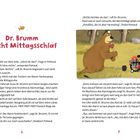 Titel: Dr. Brumm macht Mittagsschlaf. Dr. Brumm hört nichts, Pottwal piept eine Alarmanlage. Illustration: Dr. Brumm mit Fahrrad.