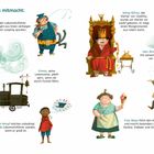 "Wer alles mitmacht:" Lukas, Emma, König Alfons, Herr Ärmel, Jim Knopf und Frau Waas. Illustrationen der Charaktere.